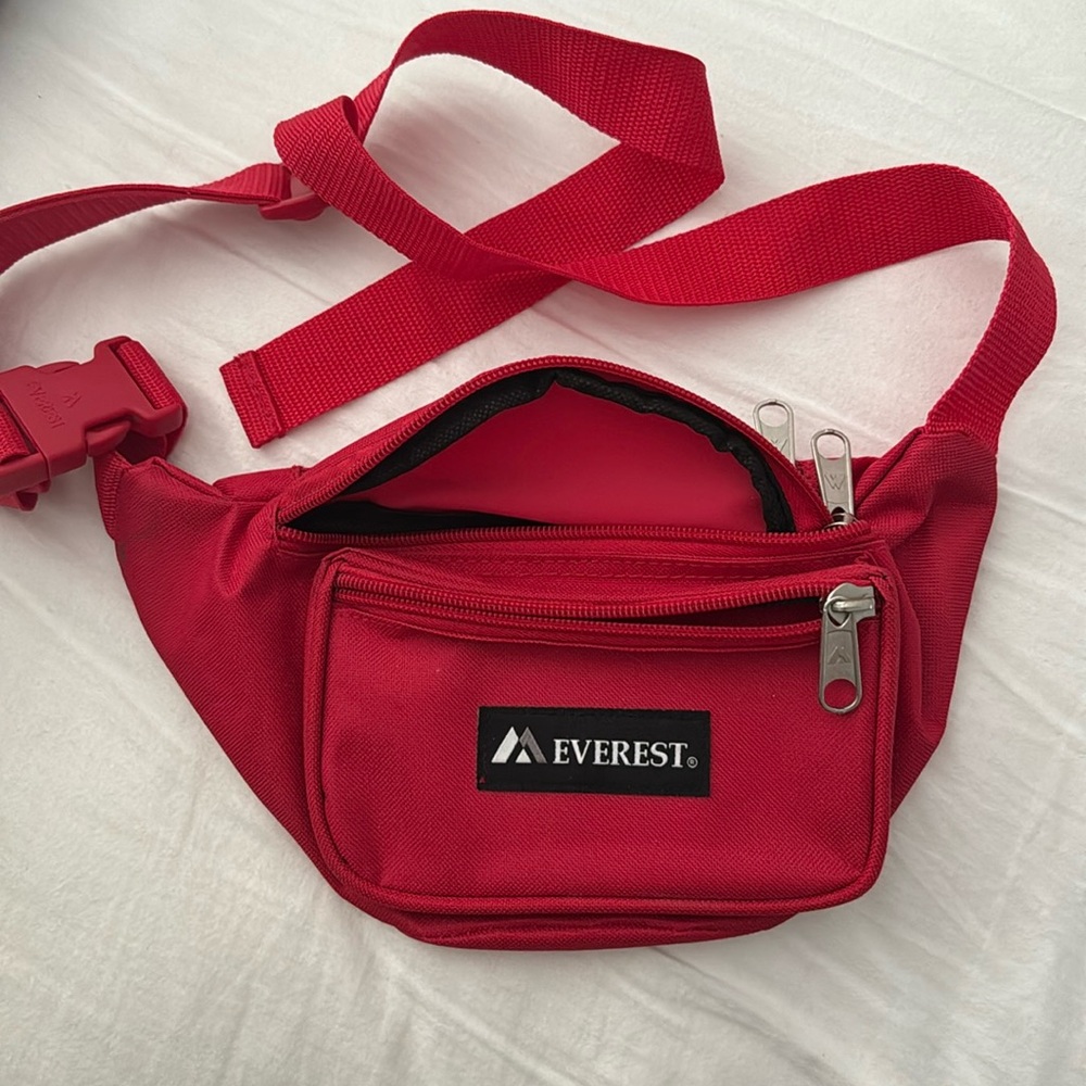 red fanny pack with 2 pockets